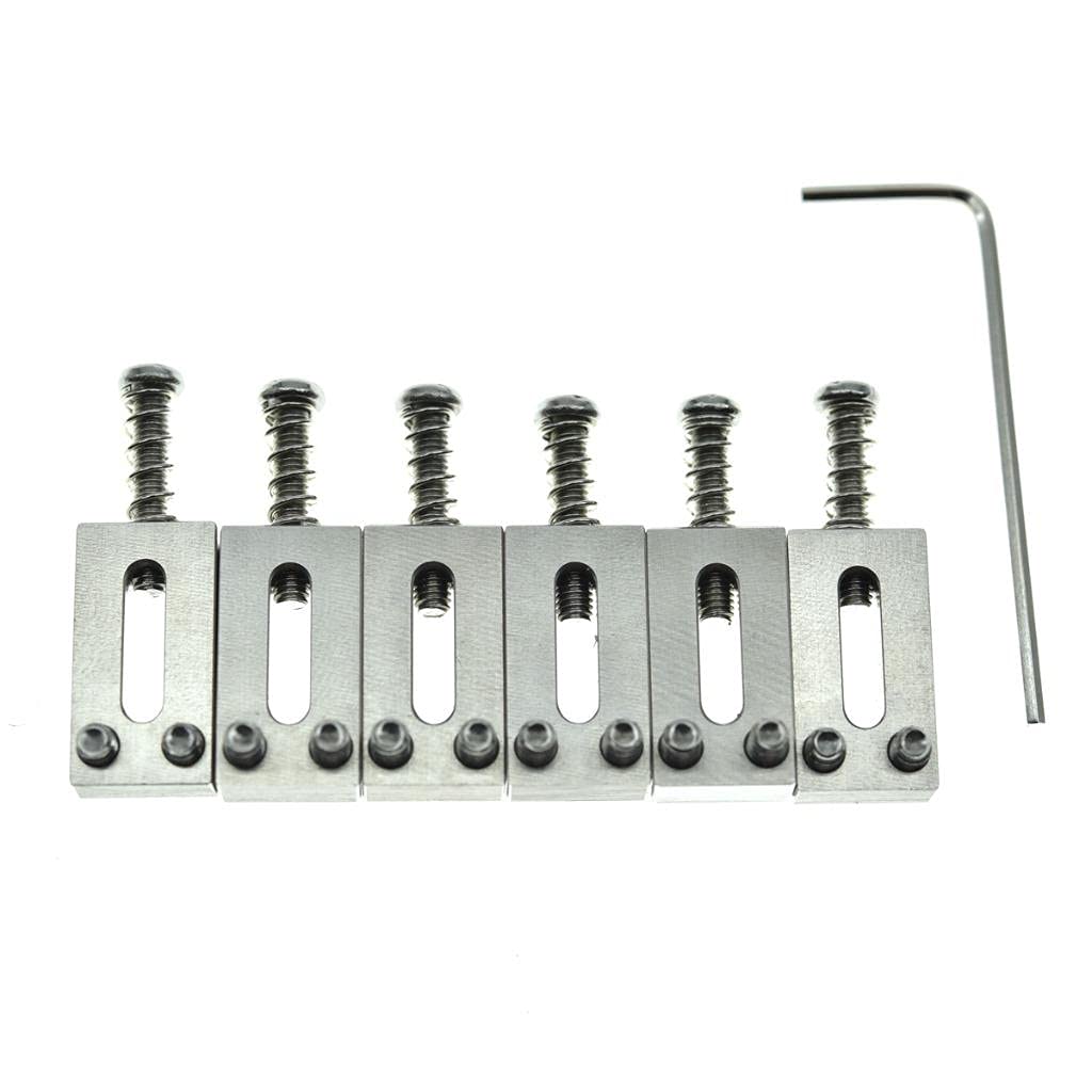 KAISH Upgraded Version Stainless Steel Guitar Bridge Saddles 10.8mm String Spacing with Nickel Screws for Stratocaster/Telecaste